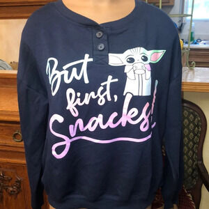 Star Wars Baby Yoda Henley Sweater girls Large 12-14